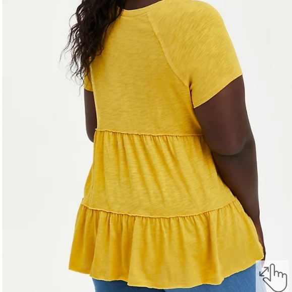 TIERED BABYDOLL TOP - MUSTARD YELLOW - Picture 3 of 5